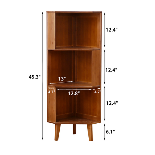 3-Shelf Corner Bookcase Industrial Corner Bookshelf A-Shaped Display Corner Storage Tall Bookshelf Multifunctional Storage Display Stand Shelf for Home Office Living Room Decoration