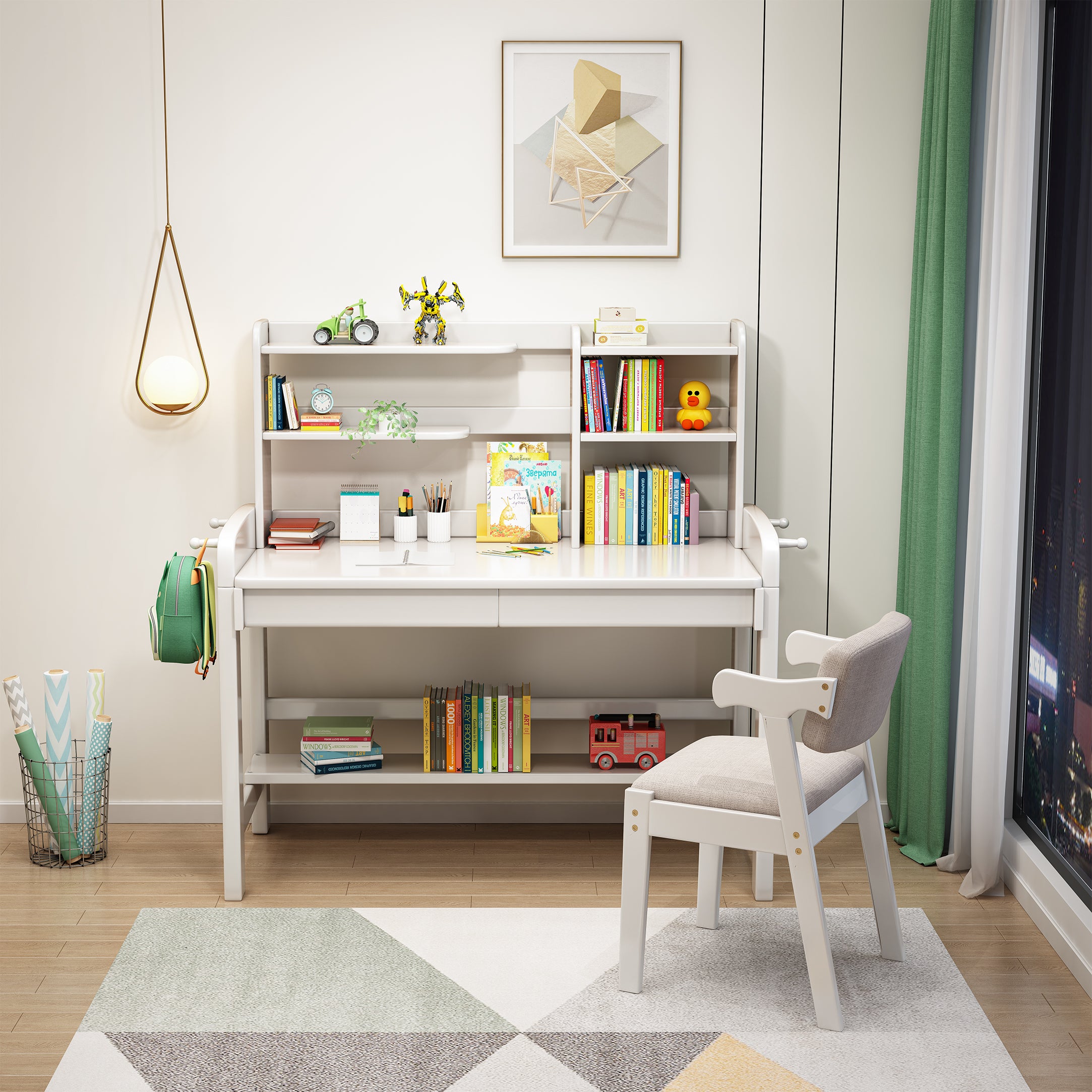 Children's desk shop with bookshelf